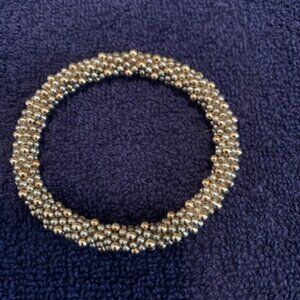 Gold and Silver Beaded Crochet Rope Bracelet